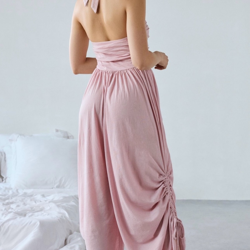 Elegant Pink Halter Jumpsuit